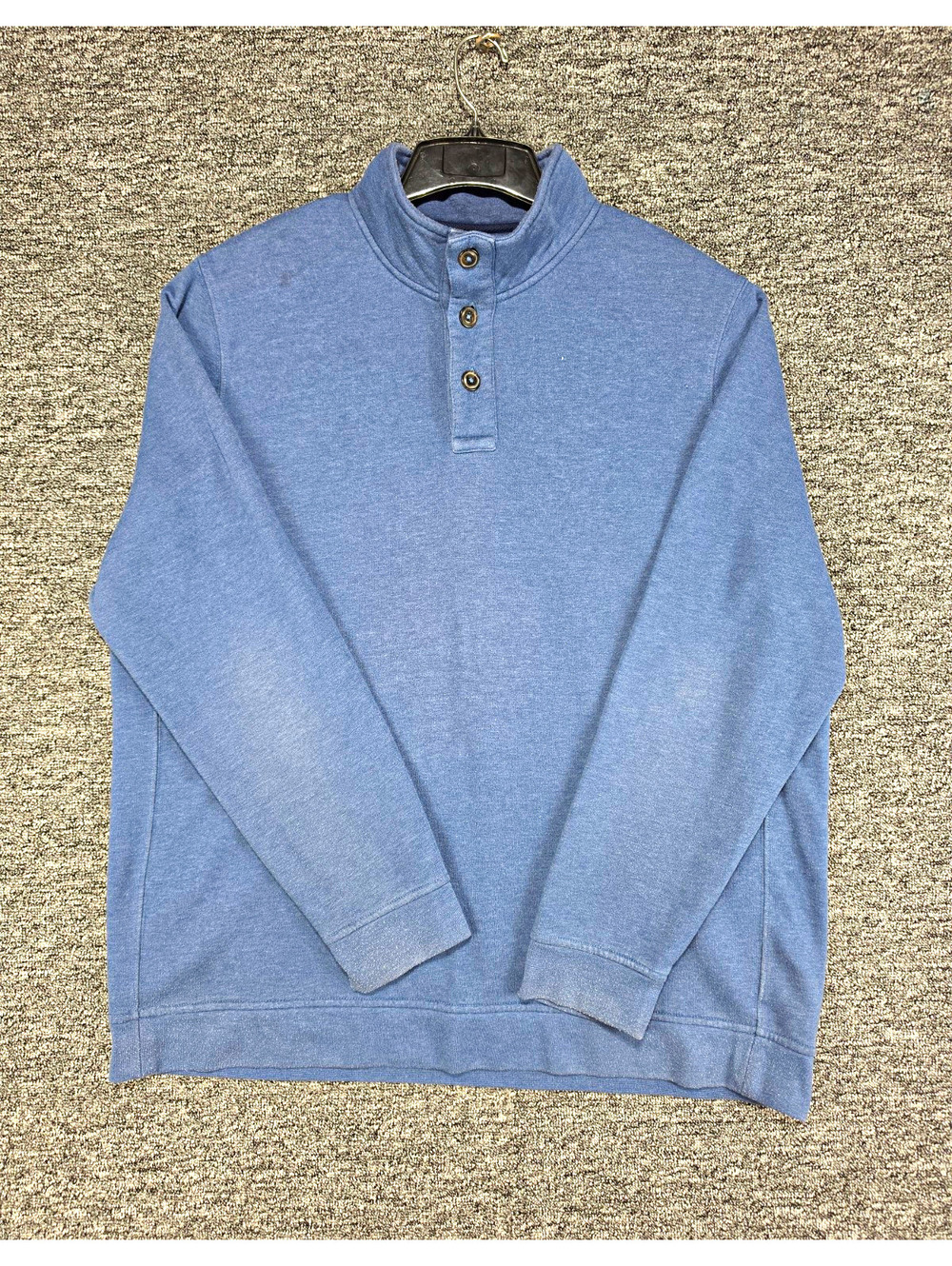 Croft & Barrow Easy Care Blue Mock Neck 3-Button Fleece Sweatshirt XL